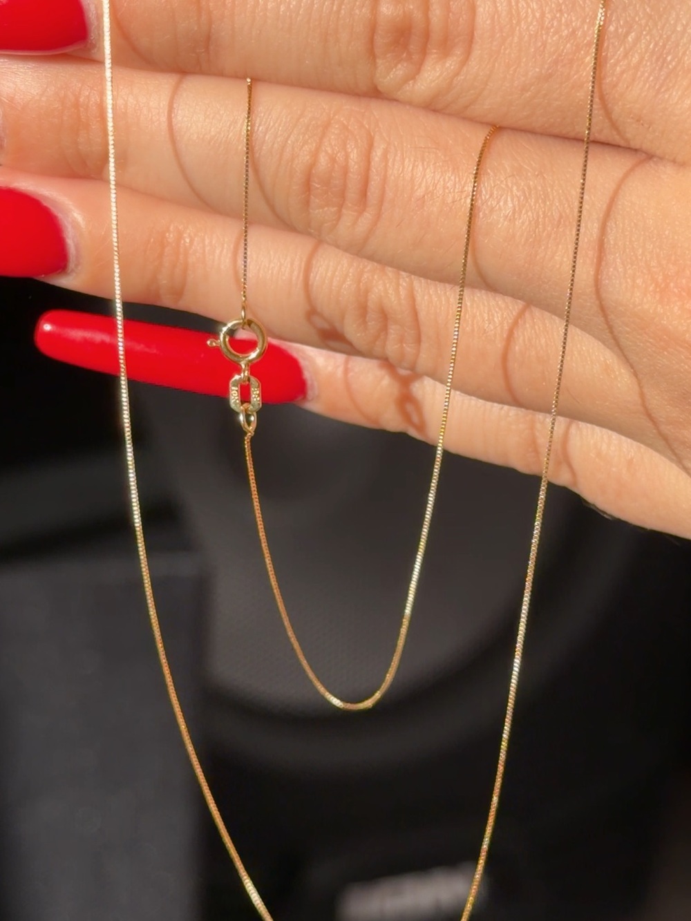 10K Solid Yellow Gold 18” Box Chain Necklace